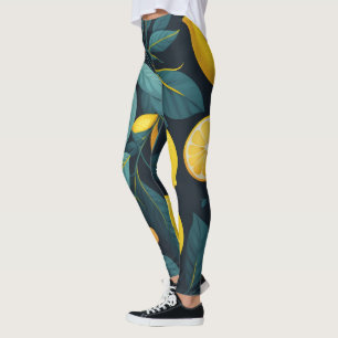 Lemon tuinpatroon. Gele tropische citrusvruchten Leggings