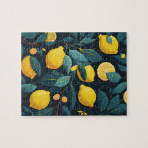 Lemon tuinpatroon. Gele tropische citrusvruchten Legpuzzel