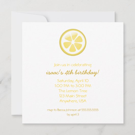 Lemon Uitnodiging (Voorkant)