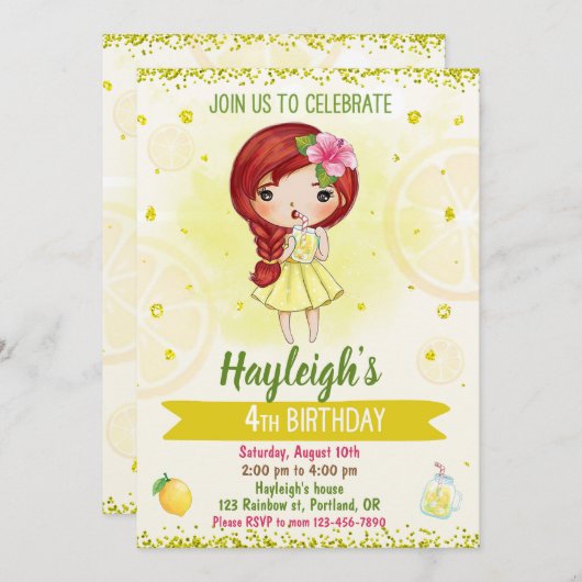 Lemon-uitnodiging Citrus Kaart (Voorkant / Achterkant)