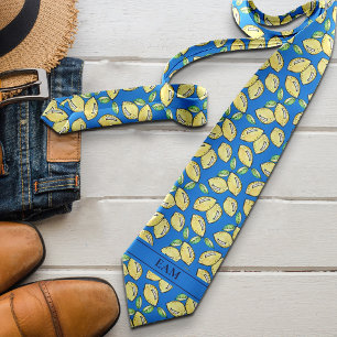 Lemon Vibrant Modern Bold Voeg Initialen Nieuwighe Stropdas
