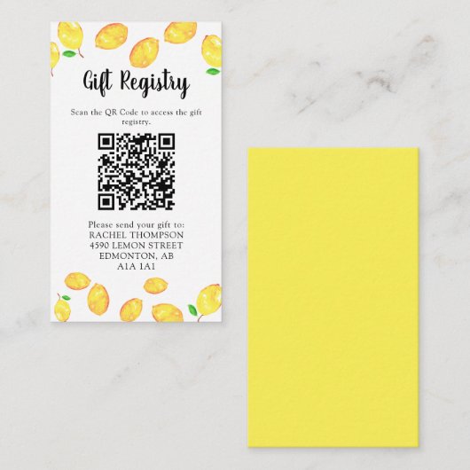 Lemon Vrijgezellenfeest Cadeau QR-code Informatiekaartje (Voorkant / Achterkant)