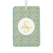 Lemon Watercolor Blue Mediterranean Tile Pattern Luchtverfrisser (Achterkant)