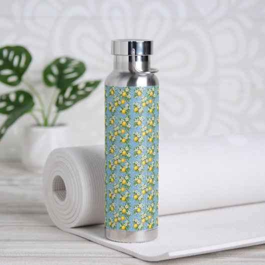 Lemon Watercolor Blue Mediterranean Tile Pattern Waterfles (Yoga)