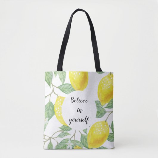 Lemon Waterverf gelooft in uzelf voor Tas (Voorkant)