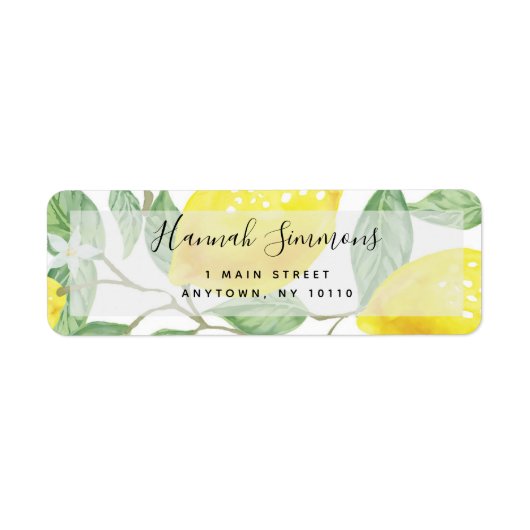 Lemon Waterverf Moderne Return Address Label (Voorkant)