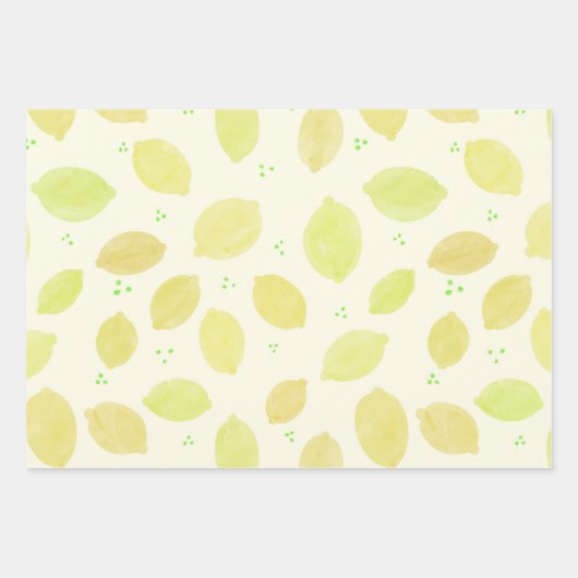 Lemon Waterverf Pattern Citrus Inpakpapier Vel (Voorkant)