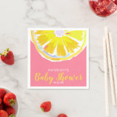 Lemon Waterverf Segmenten Roze Baby shower Servet (Insitu)