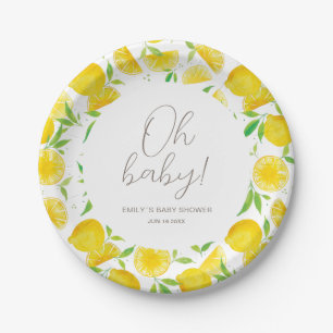 Lemon Waterverf Summer Baby shower Papieren Bordje