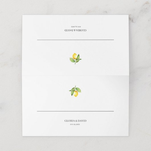 Lemon Wedding Folded Place Card (Buitenkant ongevouwen)