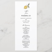 Lemon Wedding Program | Amalfi Coast Italian  Menu (Voorkant)