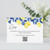 Lemon Wedding RSVP QR-code Kaartje (Staand voorkant)