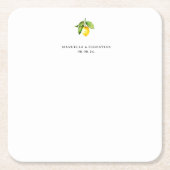 Lemon Wedding Vierkante Kartonnen Onderzetter (Voorkant)