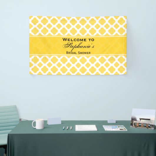 Lemon Yellow and White Quatrefoil Pattern Bridal Spandoek (Beurs)