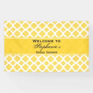 Lemon Yellow and White Quatrefoil Pattern Bridal Spandoek