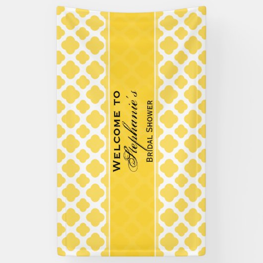 Lemon Yellow and White Quatrefoil Pattern Bridal Spandoek (Verticaal)