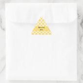 Lemon Yellow and White Quatrefoil Pattern Driehoek Sticker (Tas)