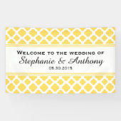 Lemon Yellow and White Quatrefoil Pattern Weddensc Spandoek (Horizontaal)