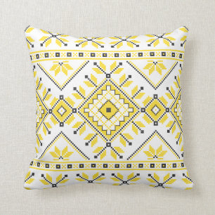 Lemon Yellow Aztec Etnische geometrische patronen Kussen