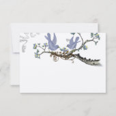 Lemon Yellow  Birds Wedding RSVP Kaartje (Achterkant)