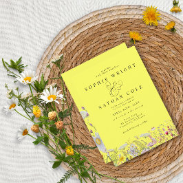 Lemon Yellow Boho Weddenschap Kaart