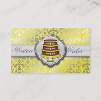 Lemon Yellow Cake Couture Glitzy Damask Cake Baker Visitekaartje
