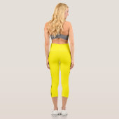 Lemon Yellow Capri Leggings with Black Side Stripe (Verso)