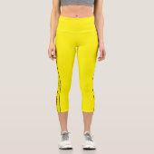 Lemon Yellow Capri Leggings with Black Side Stripe (Recto)