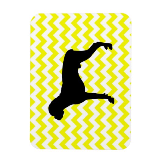 Lemon Yellow Chevron met Boxer Silhouette Magneet