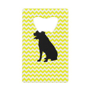 Lemon Yellow Chevron met labrador Retriever Kredietkaart Flessenopener