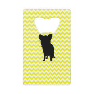 Lemon Yellow Chevron met Yorkie Silhouette Kredietkaart Flessenopener