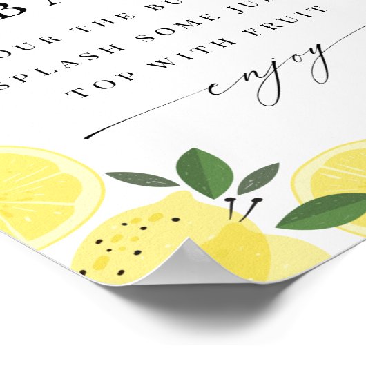 Lemon Yellow Citrus Mimosa Bar Poster (Hoek)