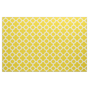 Lemon Yellow Classic Quatrefoil Pattern Fabric Stof