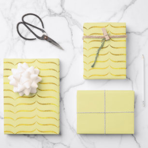 Lemon Yellow en Gold Inpakpapier Vel