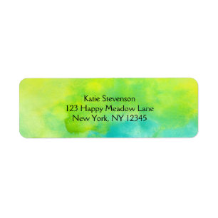 Lemon Yellow en Turquoise Blue Waterverf Etiket