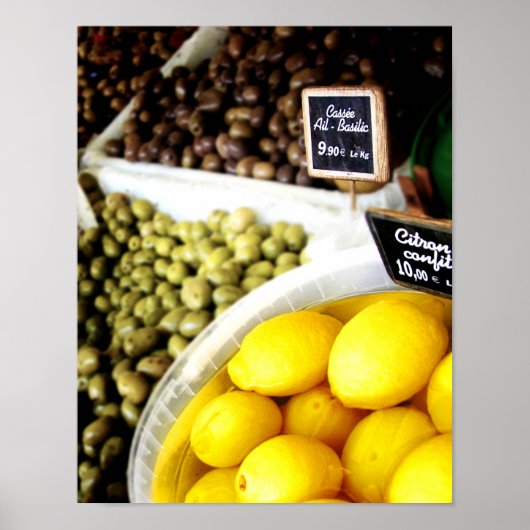 Lemon Yellow France Market Kitchen Art Poster (Voorkant)