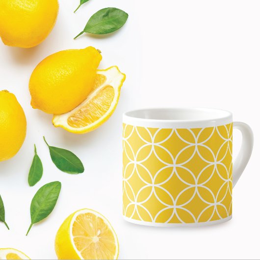 Lemon Yellow Geometric Espresso Kop