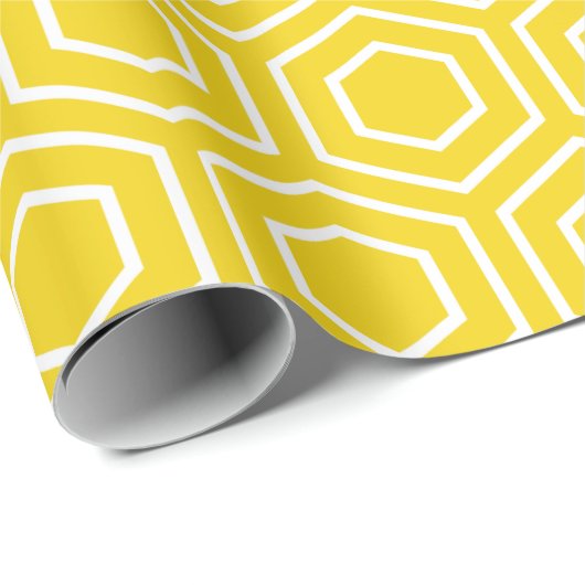 Lemon Yellow Geometric Pattern Wrapping Paper Cadeaupapier (Rol Hoek)
