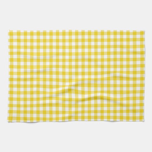 Lemon Yellow Gingham Pattern Kitchen Towels Theedoek (Horizontaal)