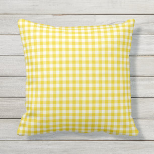 Lemon Yellow Gingham Pattern Kussens