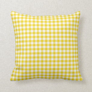 Lemon Yellow Gingham Pattern Sierkussen
