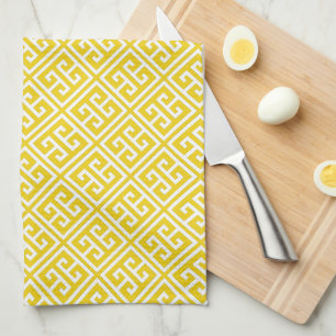 Lemon Yellow Greek Key Patroon Theedoek