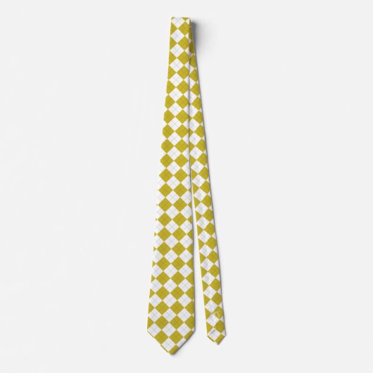 Lemon Yellow Green en White Argyle Stropdas (Voorkant)