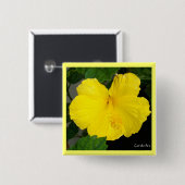 Lemon Yellow Hibiscus Vierkante Button 5,1 Cm (Voorkant /achterkant)