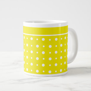 Lemon Yellow Jumbo Mok, White Polka Dots Mok