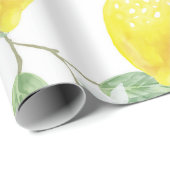 Lemon Yellow Leaves Green Pattern Cadeaupapier (Rol Hoek)