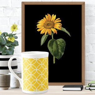 Lemon Yellow Modern Geometric Porselein Kop
