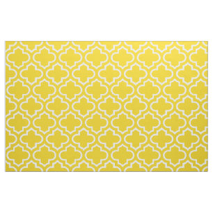 Lemon Yellow Moroccan Trellis Pattern Fabric 02 Stof