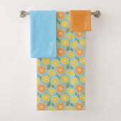 Lemon yellow orange Pattern blue name Bad Handdoek (Insitu)