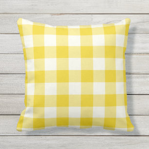 Lemon Yellow OutdoorKussens - Gingham Pattern Buitenkussen